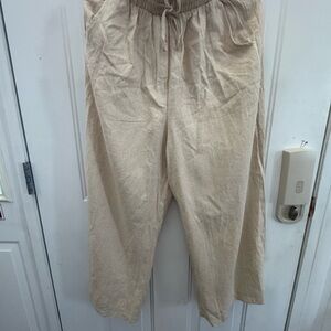 Tan Wide Leg Pants with Relaxed Fit